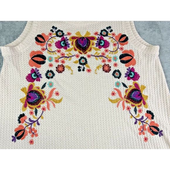 Umgee Small Cream Floral Embroidered Shift Dress Boho Festival Coquette Y2k 90s - Picture 2 of 7